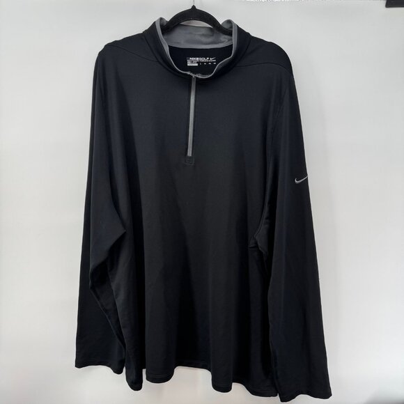 Nike Golf 4XL Black Dri-Fit 1/4 Zip Pullover Long Sleeve Shirt Mens - Picture 1 of 3